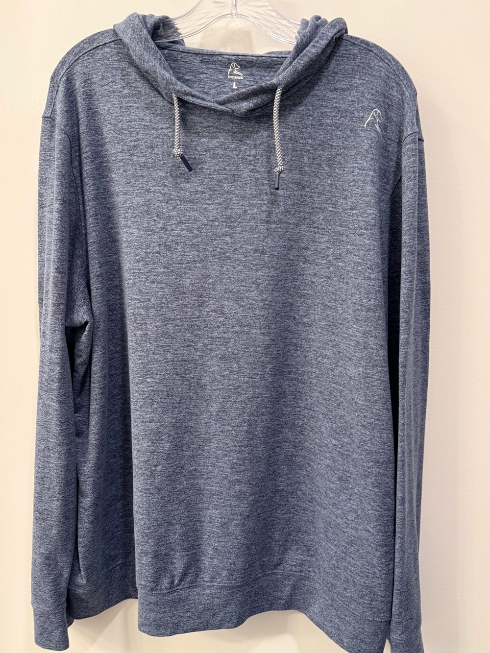 Rhoback Men's Hesi Performance Hoodie Heather Blue Size Large Stretch Golf